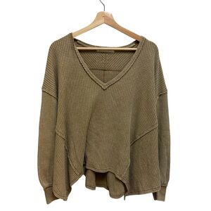 Free People Brown Waffle Knit Sweater